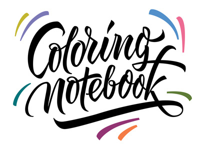 Coloring notebook handtotype handwritting lettering letters logo vikavita