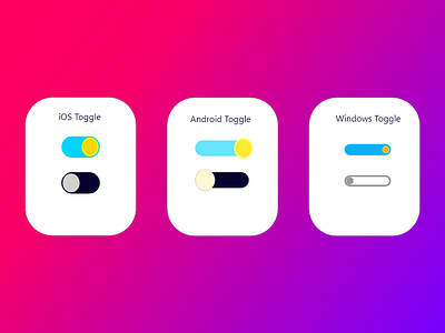 #Daily UI Challenge - On/Off Switch 015dailyui androidtoggle iostoggle onoffswitch ui ux windowstoggle