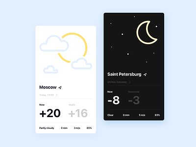 Weather App app day minimalistic mobile night sun weather