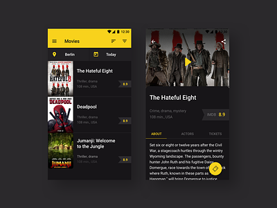 Movie App for Android android app cinema dark material mobile movie tickets