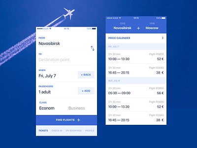 Avia App Concept app avia blue flight ios tickets