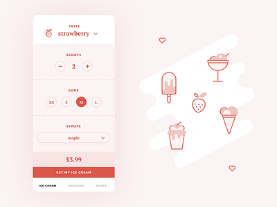 Ice cream app and icons