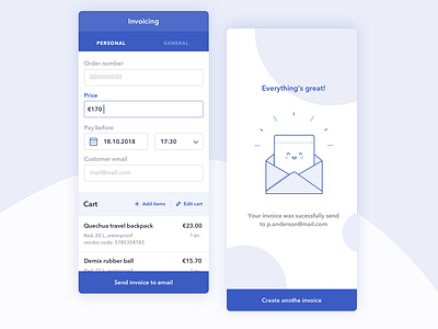 Merchants Invoice app banking cart design e commerce financial form illustration invoice ios merchant minimalistic mobile screen shop success sucess