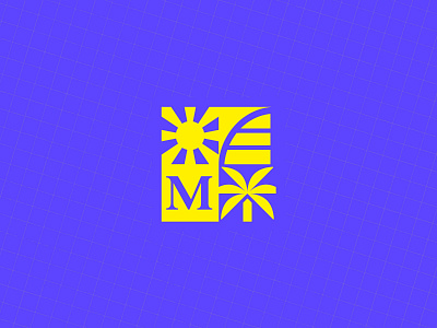IMO logo crest badge branding crest logo palm sun
