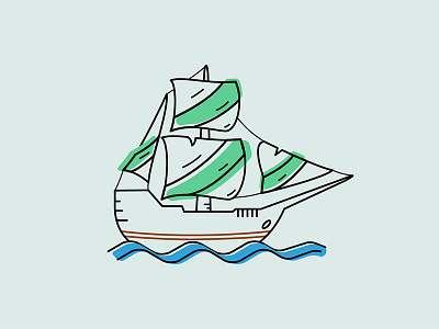 Full sail ahead! illustration monoline ship