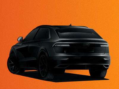 Audi Q8 back audi car character flat illustration ui vector