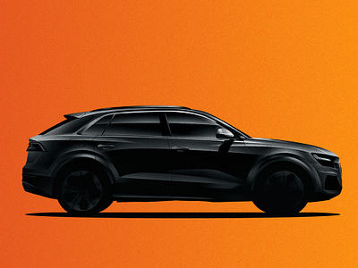 Audi Q8 lateral 2d character audi car character design editorial flat illustration graphic illustration ui vector