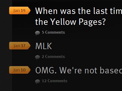 OMG. We're not base. black blog comments orange texture