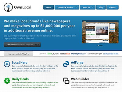 New OwnLocal Homepage black blue graph header pictos