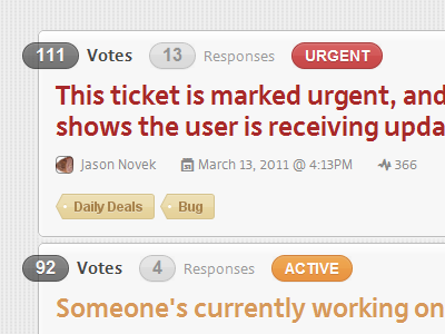 Internal Tickets v2 clean gradient grey orange red simple tag tags texture ticket tickets votes