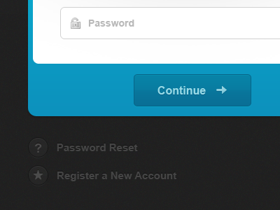 Login Options blue button continue gray input login password white