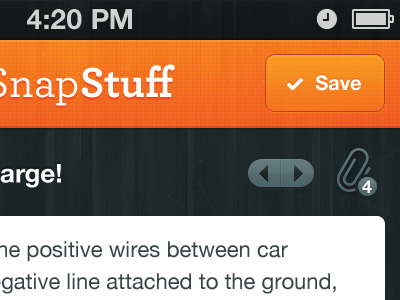 SnapStuff iPhone App attachment button iphone orange retina snap wood