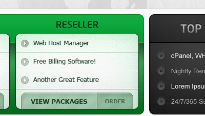 Hosting Packages black green hosting table