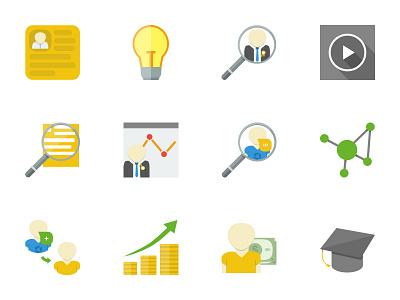 Icon set for web service enterpreneurs flat icons modern set web