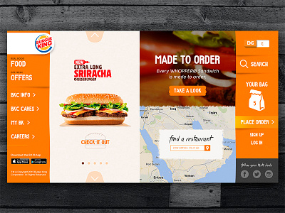 Concept Redesign of Burger King website burger burger king cafe fast food food delivery food ordering food website orange restaurant website