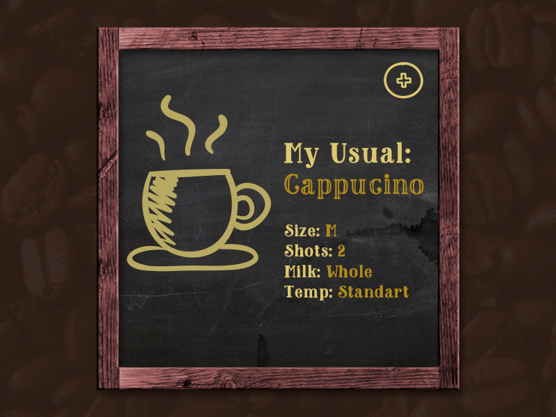 Part of Coffee App android ios hand drawn blackboard border wooden cafe brown coffee