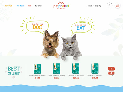 Redesign - Online Store for Pets (Upd) bright cat dog ecommerce navigation pets shop store ui ux website www