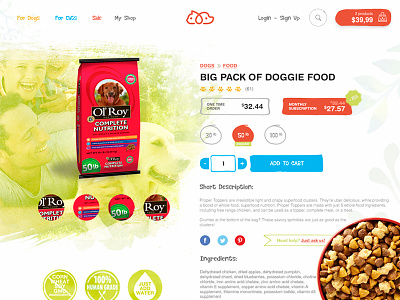 Product Page cat dog ecommerce food item page pets product page shop