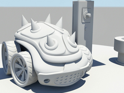 Maya Koopa White 3d bowser cars koopa mario bros materials maya mental ray nintendo racing render rendering reptile shell spikes tires video game wheels