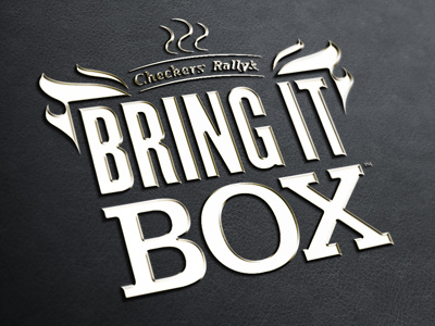 Checkers Bring It Box black box burgers checkers design flame food fries lettering logo logotype photoshop