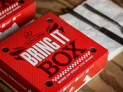 Bring It Box Dribbb black box burgers checkers design flame food fries lettering logo logotype photoshop