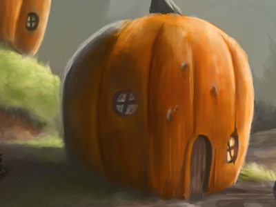 Pumpkinville Sneak1 autumn cartoon fall fantasy forest halloween holiday illustration photoshop pumpkin sketch trickortreat