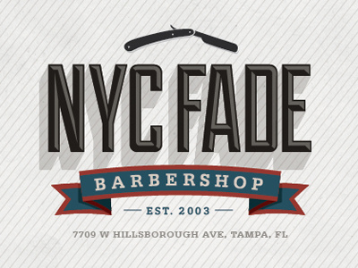 Nyc Fade Logo barbershop design fades haircut hairstyle logo nyc retro ribbon typography vector