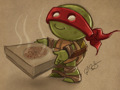 Pizza Anyone? cartoon character comic digital illustration ninja photshop pizza raphael tmnt turtles