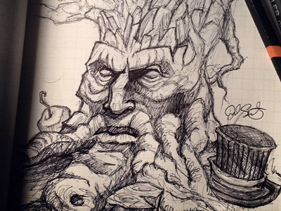 Angry Orchard angry orchard apple beer character cider drawing hat ink inktober pen sketch tree