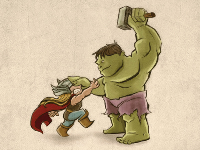 Give it Back! cartoon character comics cute heroes hulk illustration marvel thor