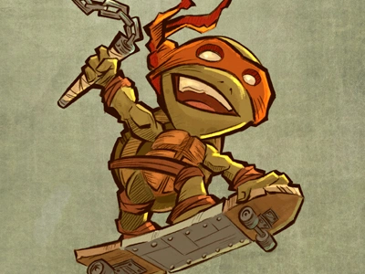 Cowabunga cowabunga illustration michelangelo ninja photoshop skateboard tmnt turtle