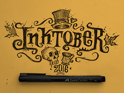 Inktober Title autumn fall inktober inktober2016 lettering love sketch skull tea tophat