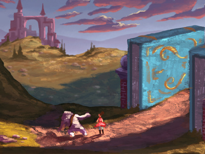 Color and Light Practice ballerina books castle character clouds illustration landscape monster sky sunlight trees