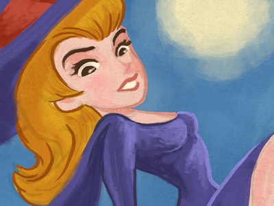 Bewitched TBT character illustration moon night photoshop tv vintage witch