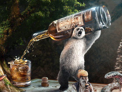 Oak & Palm Poster animals cheers circus composite compositing exotic photomanipulation photoshop rum whimsical wildlife