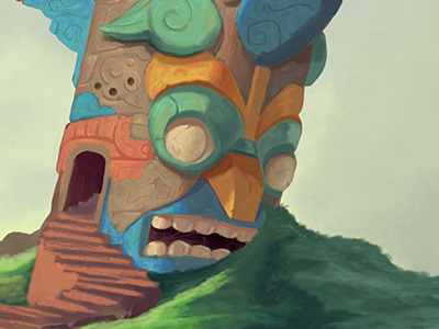 Letting Go character illustration landscape painting photoshop princess totem totem pole tower