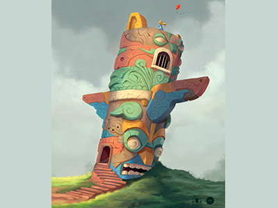 "Letting Go" Final character illustration landscape painting photoshop princess totem totem pole tower