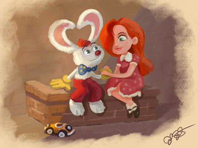 Amor Cinematico - Mr & Mrs Rabbit characters couple cute friends illustration kids love photoshop rabbit redhead valentines vintage