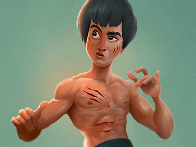 Bruce bruce bruce lee character digital painting dragon drawing fight illustration lee martial arts movies photoshop