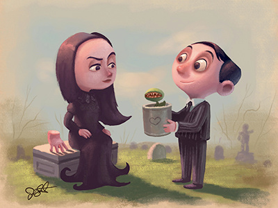 Little Addams addams addams family character creepy digital painting gomez illustration love morticia movies photoshop thing