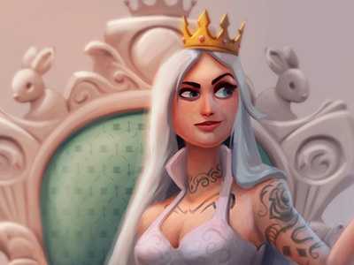 Queen City Characters alice in wonderland cartoon character crown good queen illustration photoshop pinup queen royal logo throne white queen wonderland