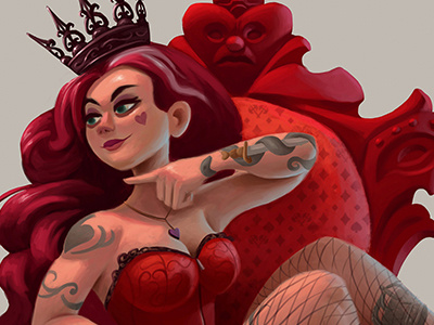 Queen City Characters cartoon character character design crown evil queen heart illustration photoshop pinup queen red queen tattoo throne