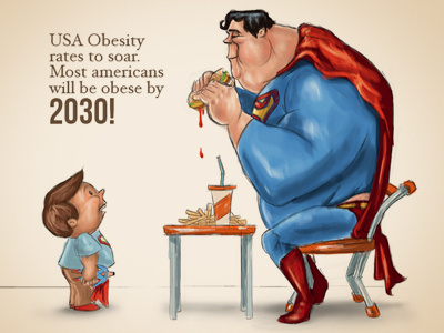 Obesity in USA cartoon character comic book comics dc fat food funny hero humor photoshop super superman