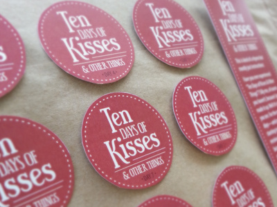 10 Days design kisses love red stamp tag valentines