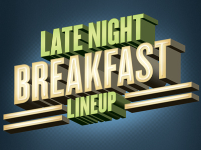 Latenight Breakfast Type 3d breakfast checkerboard checkers food illustrator lettering night photoshop type typography vector