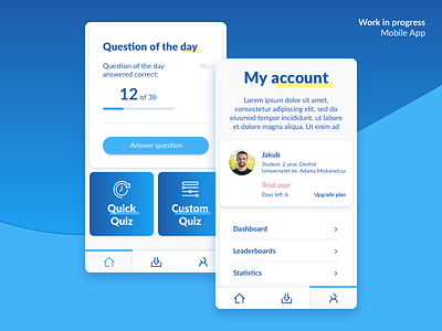 Work in progress – Qupi App Dashboard My account account andorid app apple dashboard icons ios navigation profile tabs ui ux