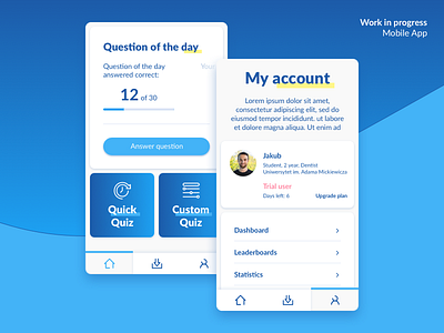 Work in progress – Qupi App Dashboard My account