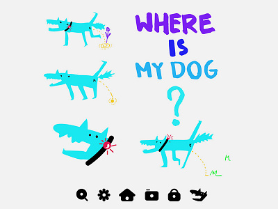 Where is my dog? colors draw fun ico icons illustration logo vector