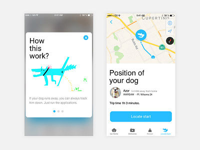 Where is my dog? app dog gps location map mobile ui ux