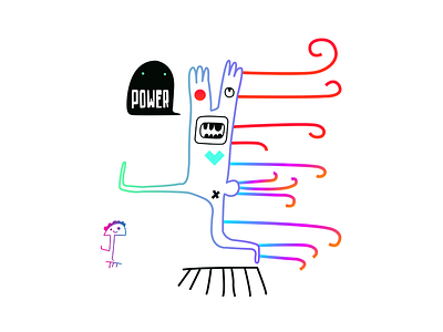 Power character design doodle gradient illustration illustrator monster now83 t shirt vector